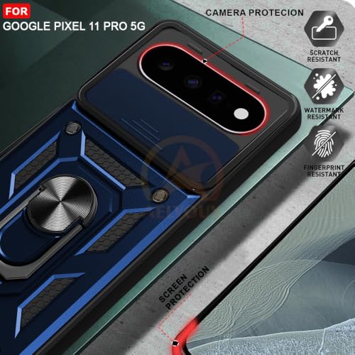 Image of Armor Bumper Back Cover Case for Google Pixel 11 /11 pro 5G Rotating Camera Cover, Ring Holder & Kickstand | Heavy Duty & 360 Degree Protection Back Cover for (Black)