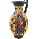 Figura negro florero de la cerámica 32cm, Sátiro con Menas y Dios Dioniso