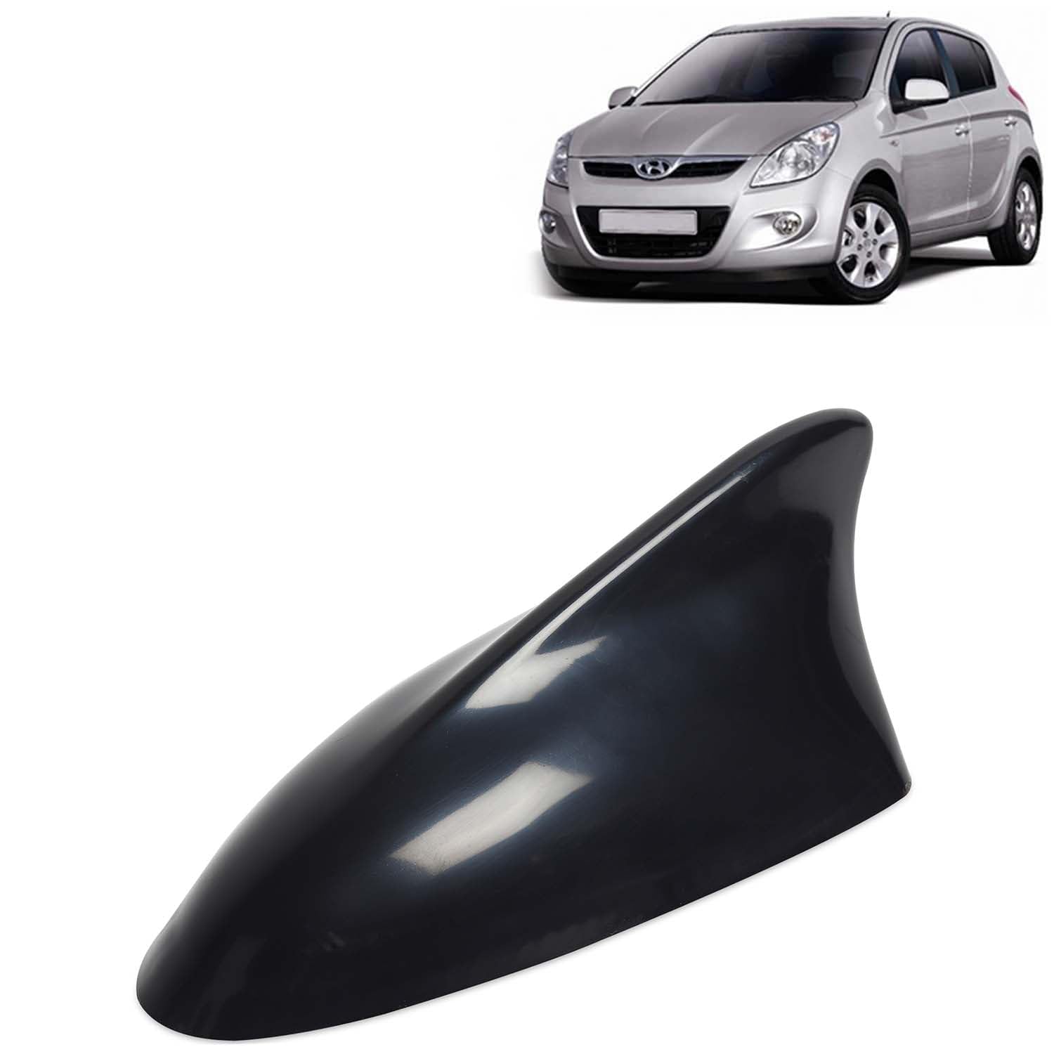 KINGSWAY Accessories Shark Fin Car Antenna Universal Size and Compatible with Hyundai I20 Year 2008 to 2011, Car Radio FM AM, DIY Easy Replacement Original Car Antenna, 1 Piece, Black Color