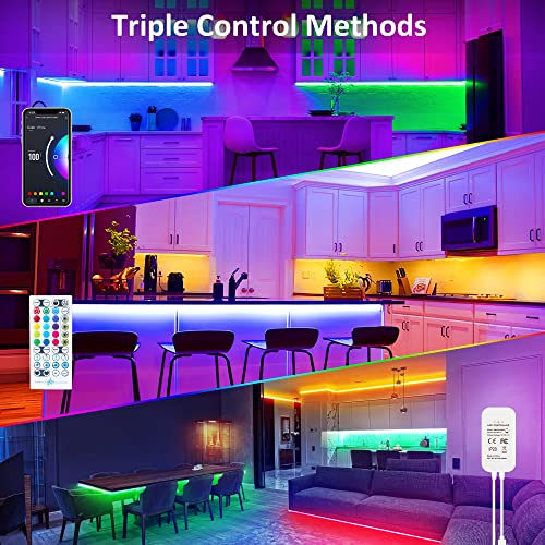 maylit Smart RGB Under Cabinet Lights Kit, Compatible with Alexa and Google Assistant, App and Remote Control, Music Sync Color Changing, Timer, Dimmable, for Cabinet, Counter, Shelf, Bookcase - Image 3