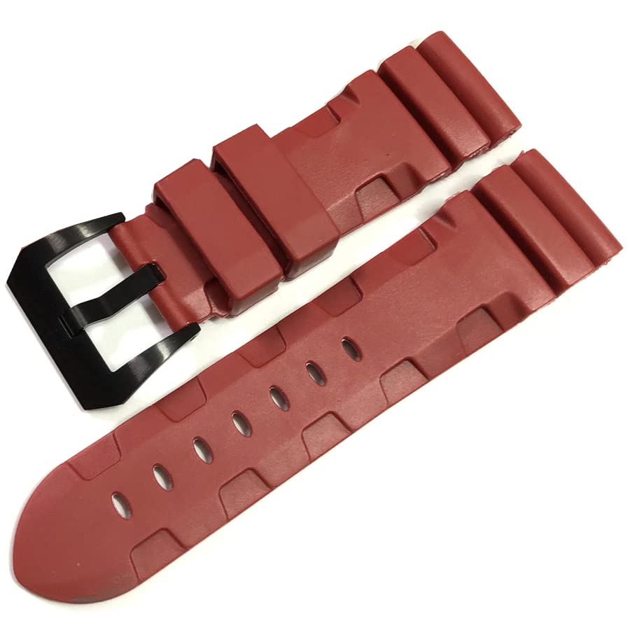Bracelet caoutchouc silicone étanche 26 mm noir compatible montre PAM441