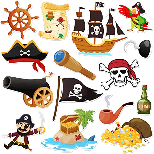 Sumind 15 Pcs Cruise Door Magnets Funny Car Magnets Ship Cruise Door Decorations Stickers Birthday Fridge Decor Decor for Carnival Refrigerator(Pirate)