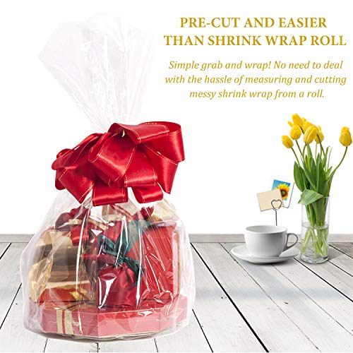 Image of Morepack Shrink Wrap Bags for Gift Basket 14x18 Inches 10 Pcs | Clear PVC Heat Shrink Wrap