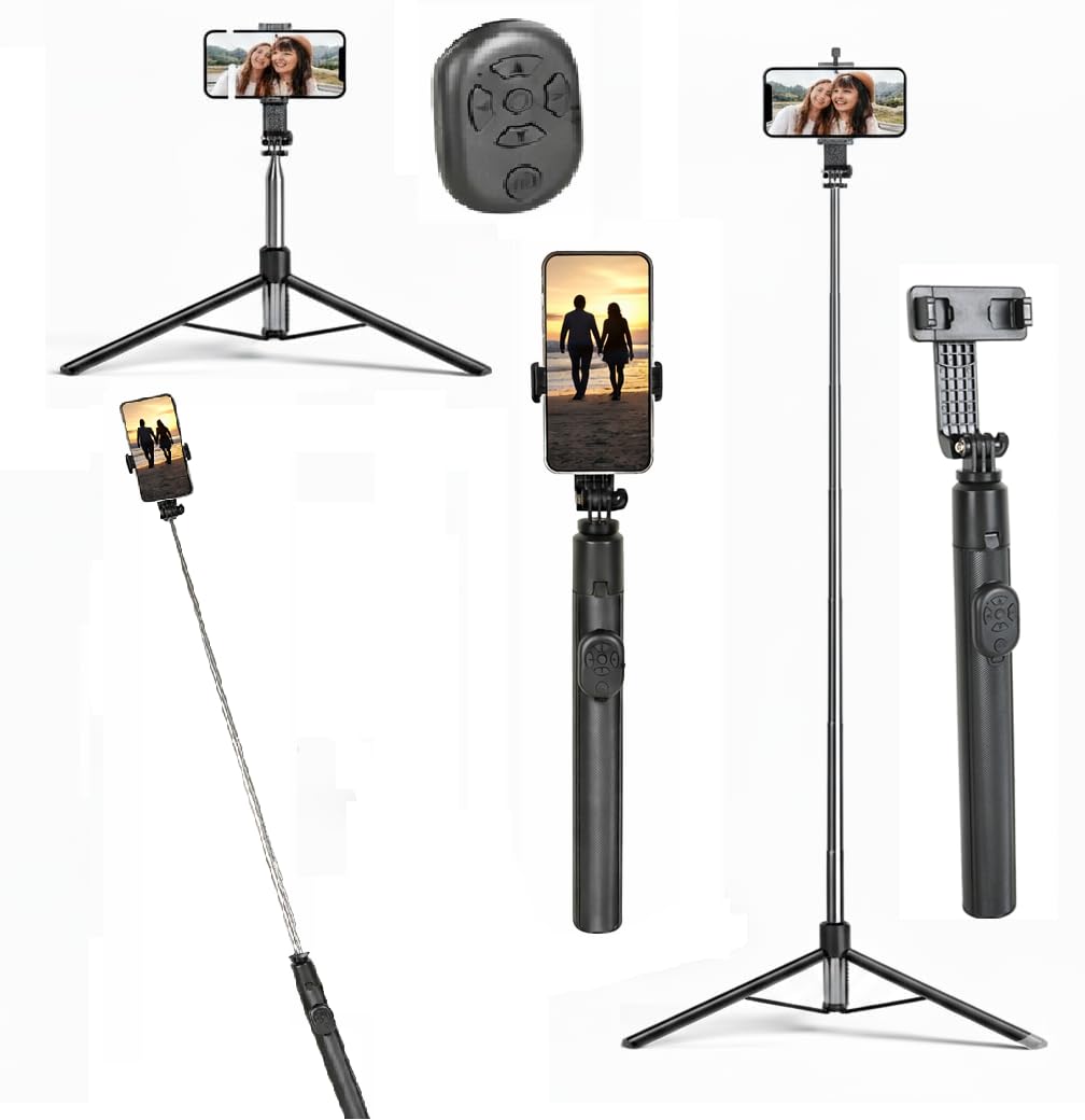 SooPii 3-in-1 Bluetooth Selfie Stick Tripod Stand for Mobile, Foldable & Portable Phone Holder with Wireless Remote, extendable 170cm Long Telescopic Monopod for Photoshoot & Vlogging, All Smartphones-image-47