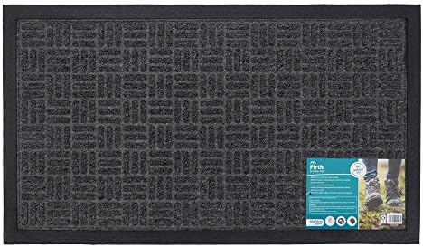 JVL Firth Carpet Rubber Backed Entrance Door Mat, Charcoal, 40 x 70 cm
