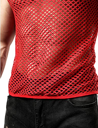 Image of JOGAL Men's Mesh Fishnet Fitted Sleeveless Muscle Top