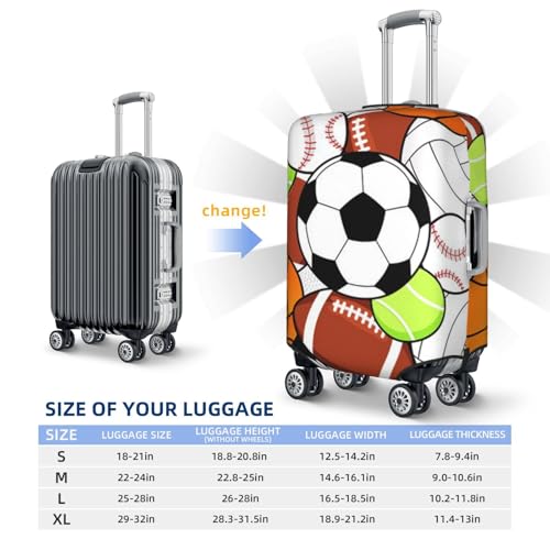 Sports Ball Print Suitcase Cover Luggage Protector Washable Elastic Fashionable Travel Gear Cover 6