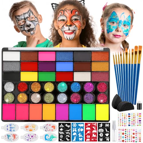 42 Colors Face Painting Kit for Kids -Water Activated Face Paint Palette