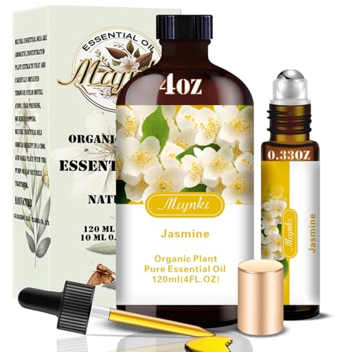 Jasmine Essential Oil Jasmine Oil for Romance Diffuser Humidifier Massage DIY Candle Soap Skin Care Yoga Gift Ready Jasmine Fragrance Oil - Essential Oils MLYNKL (4.33 fl oz / 130ml)