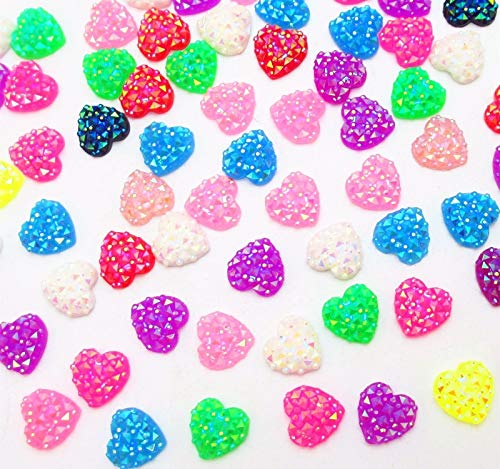 Libiline 50Pcs Mini(12Mmx12Mm) Heart Shape Sparkle Resin Buttons Flatback Love Buttons Flat Back Shiny Buttons Scrapbookiing Craft (Mix, 1/2"(12Mm)) #TOP4