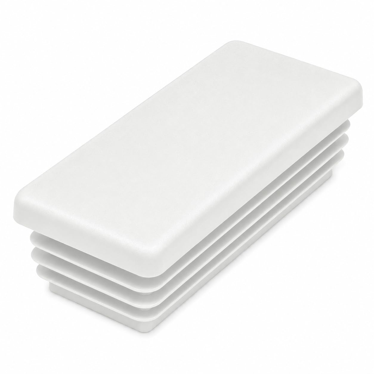 (Pack of 6) Rectangular Plastic Plugs 1-3/16" x 2-3/8" (30 x 60 mm), Matt Tube Inserts, Fence Post Caps, Pure White RAL 9010