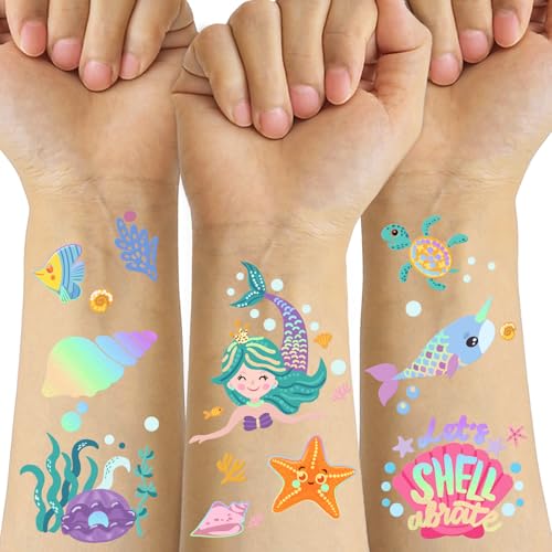 Tatouages sirène enfant pour cadeaux invités et pochettes surprises