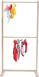 DDBESSIC Pet Clothing Rack Stand, Wood Double Layered Pet Clothing Rack Hanger, Doll Clothing Rack Closet, Parrot Bird Suite Stands Pets Puppy Rack Closet Organizer