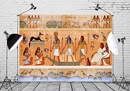 Hiéroglyphes temple pharaons fond tissu photo lavable et sans pli BELECO