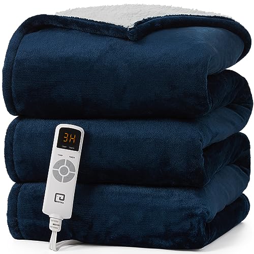 EHEYCIGA Heated Blanket - Full Size, 9 Heating Levels, Auto Off, Soft Cozy Sherpa, 72 x 84 Inches
