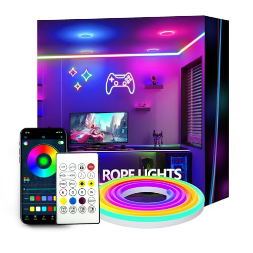 httpsmp 1m RGB+IC Farbwechsel Neon Rope Lights, USB Powered, 5V Flexible Strip, LED Streifen mit App/Fernbedienung, DIY-Formen, Musik Sync, TV/PC Hintergrundbeleuchtung