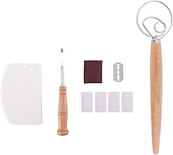 Cabilock Bread Lame Bakers Faca de fazer massa com raspador de massa, raspador de massa, batedor de massa dinamarquesa, massa, corte de massa, ferramentas de cortar, ferramenta de corte de lâmina, 1 conjunto