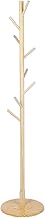 Cabide de pé autoportante Árvore de madeira Cabide de pé Cabide de chão Cabide de chão Mobília de casa Roupas Rack de base redonda Montado no corredor Sala de canto de escritório Suporte de chão de escritório (cor natural)