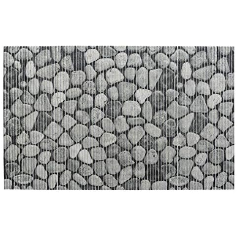 WENKO Weichschaummatte Sassi, rutschfeste Bodenmatte, vielseitig nutzbar als pflegeleichter Duschvorleger & schmutzabweisende Küchenmatte, hygienisch, atmungsaktiv, zuschneidbar, 50 x 80 cm/Kunststoff Cover