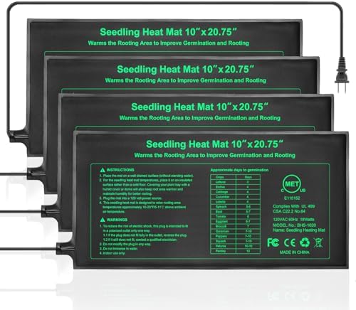 best seed heating mat that gardeners are raving about 8 Bestio Seedling Heat Mat 4 Pack,Waterproof heating mat 10" x 20.75",MET Certified Heat Mats for Seed Starting,Germination Heat Mat for Hydroponic and Greenhouse