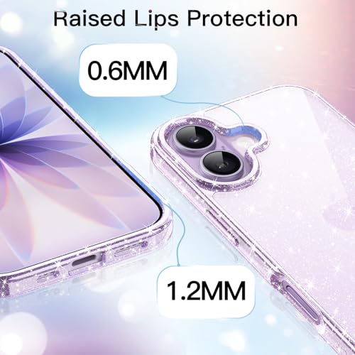 Image of JETech Glitter Case for iPhone 17, Purple | Sparkly Glitter Design, Shockproof Cover, Clear Back, Stylish Look