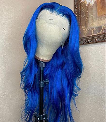 WIWIWIG Blue Lace Front Wig for Women, Body Wave Light Blue Wig Lace front Synthetic Wig for Black Women Cosplay Party 24inch