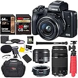 Canon EOS M50 Mirrorless Digital Camera with EF 75-300mm III, U3 Memory Card and Lens Bundle