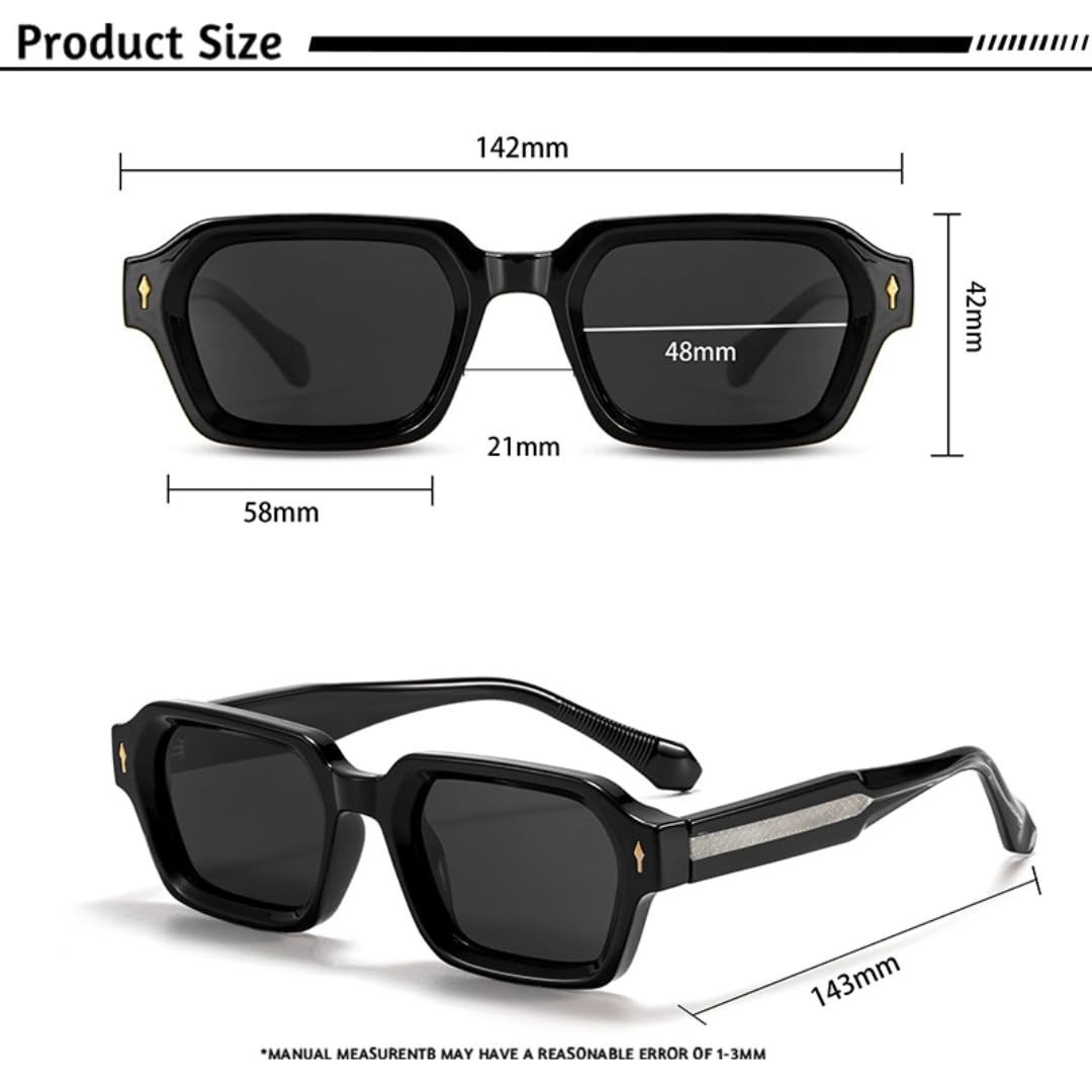 Occhiali da sole vintage da uomo polarizzati con aste, occhiali da sole quadrati, occhiali da sole da donna per la guida, per feste all'aperto, protezione UV400