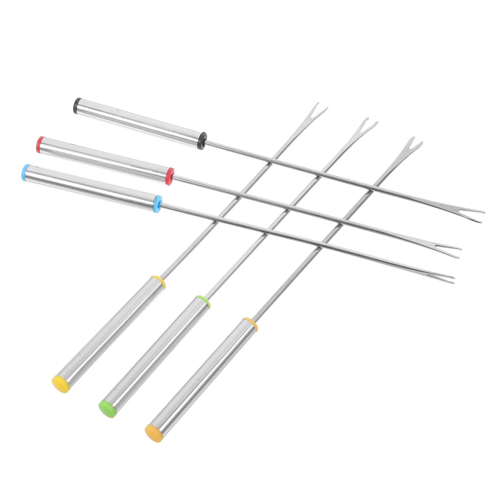 Cabilock 6-piece Stainless Steel Hot Pot Fork Set Cheese Fork Fondue Skewer Dipping Sticks Easy Handle Versatile for Potluck Camping