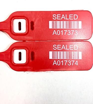 Red Plastic Security Seals (16") - Industrial Zip Ties, Shipping Seals with Print Progressive Numbering – for Trucks, Trailers, Cargo, Containers, Luggage (1000ct Seal A)