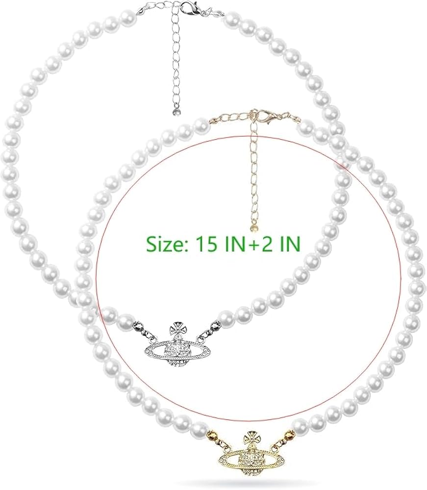 Amazon.com: Saturn Pendant Pearl Necklace for Women Saturn