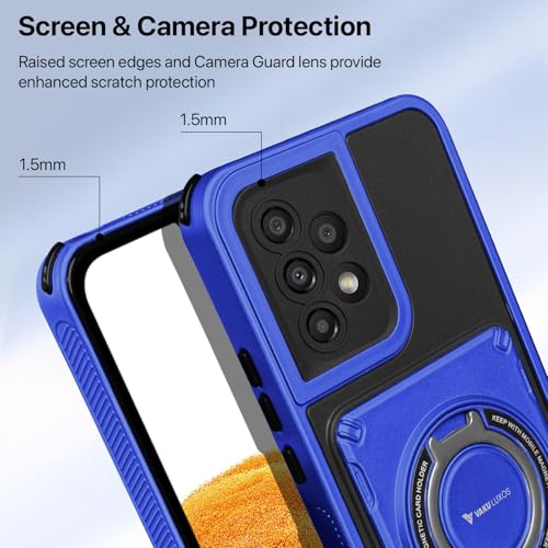 Image of Vaku Luxos Axion Armor Military Grade TPU Back Cover Case for Samsung Galaxy A53 5G with Magnetic Ring Holder Kickstand Camera Screen Protector- Blue