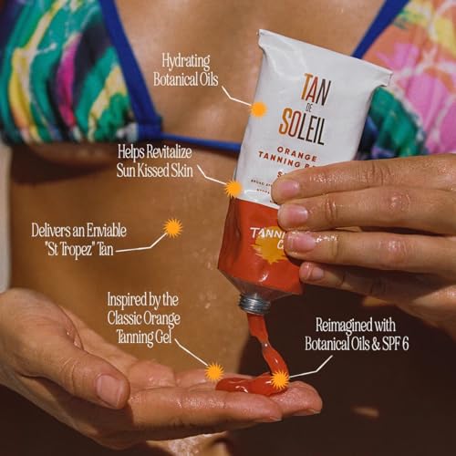 tanning club - tan de soleil orange gel - spf 6 sun tanning lotion - botanical formula for sun-kissed glow - 100ml