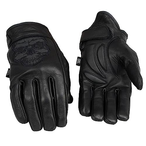 Milwaukee Leather MG7570-BLACK Men'S Black Leather ‘Reflective Skull’ Motorcycle Hand Gloves W/Gel Padded Palm Mg7570 thumb #4