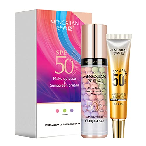 Makeup Primer And Sunscreen Set, Isolation Cream Invisible Pore, Sunscreen Lotion Spf 50, Skin Tone Correcting And Brightening Primer, Cover Acne Marks, Oil Control Moisturizing #TOP1