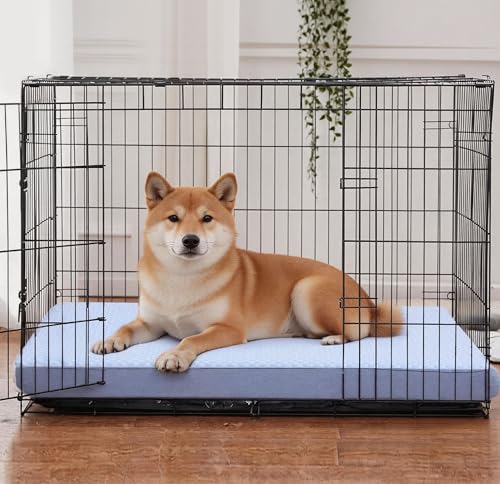Cooling Dog Bed for Large Dogs, Washable Memory Foam Dog Beds for Crate with Joint Relief, Waterproof Liner and Removable Cover (35’’x 22’’) by WATANIYA PET - Used condition - Image 6