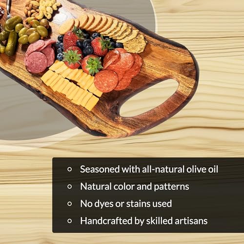 Tabla de cortar de madera Acacia con mango redondo 60x25 cm miniatura 4