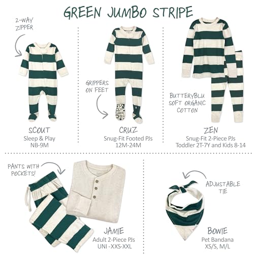 Image of Butterblu Family Jammies Matching Holiday Christmas Pajama Sets | GOTS Certified Organic Cotton for Baby, Toddler, Kids, Adults, and Pets, with Pockets, Perfect for Family Photos