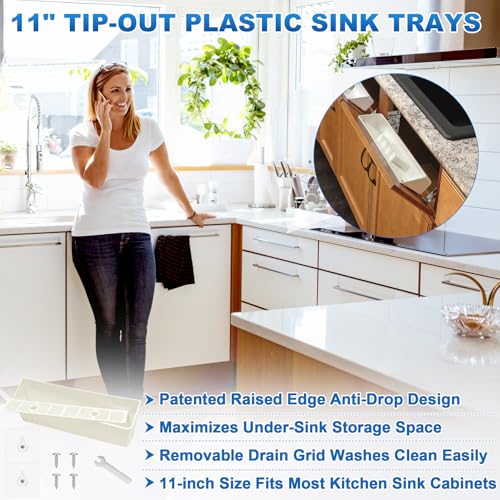 Image of Upgraded 11 inch Tip-Out Plastic Sink Trays Kitchen Sink Tip Out Tray