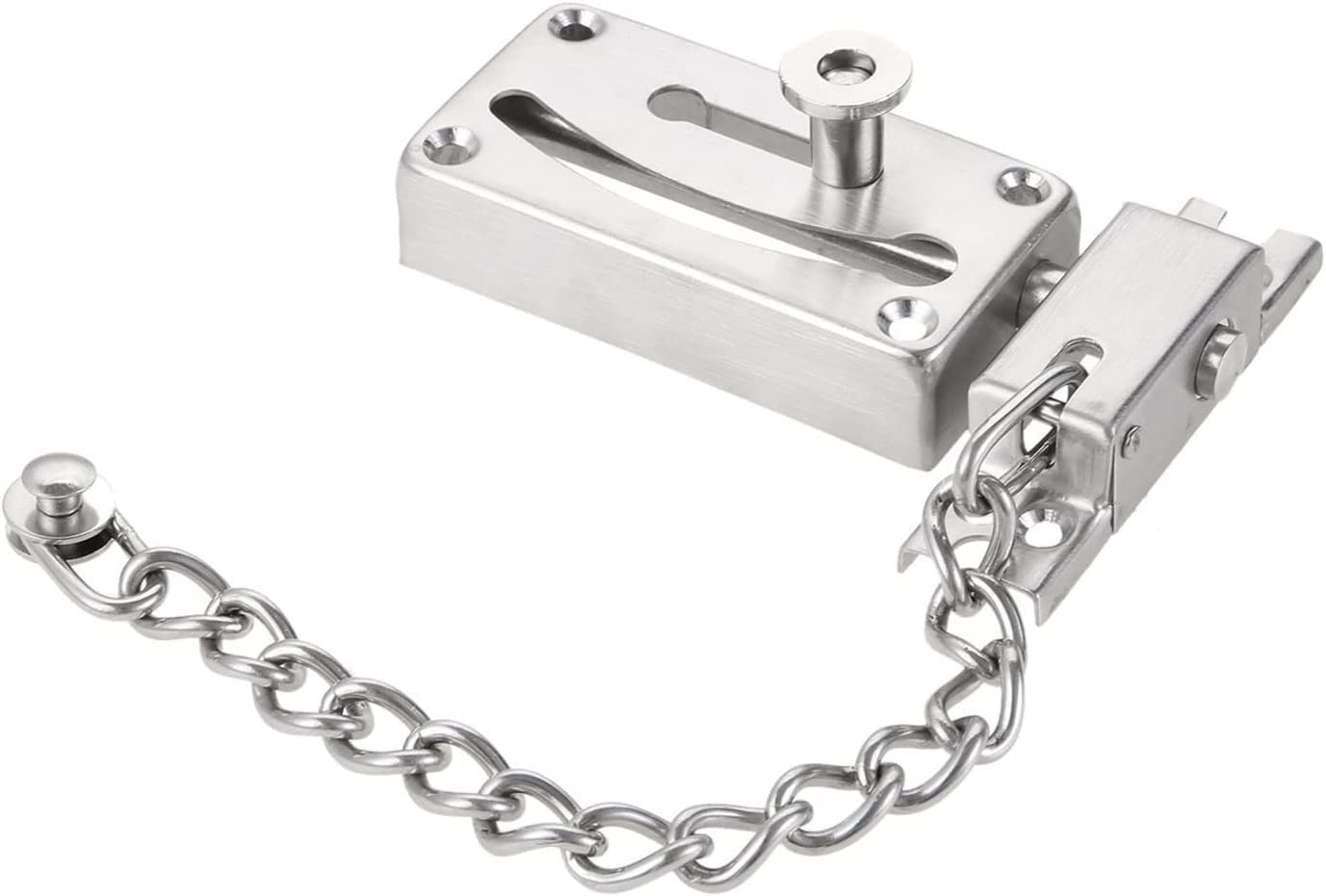 SFJSFIMQ Slide Bolt Door Lock Hasp,Gate,LinTin Heavy Duty Stainless Steel Latch Latches Safety with Anti-Theft Chain and Spring Button
