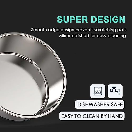 Wedawn Stainless Steel Dog Bowls, 8 Cups Non-Slip Rubber Bottom Dog Dishes, Deep Food Grade Cat Bowl, Premium Water And Food Pet Bowls For Dogs Cats, Dishwasher Safe, Easy To Clean, 2 Pack #TOP3