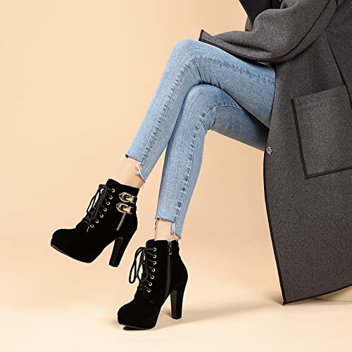 susanny high heel boots for womenwomens platform boot heels sexy round toe lace up high heels mid calf boots