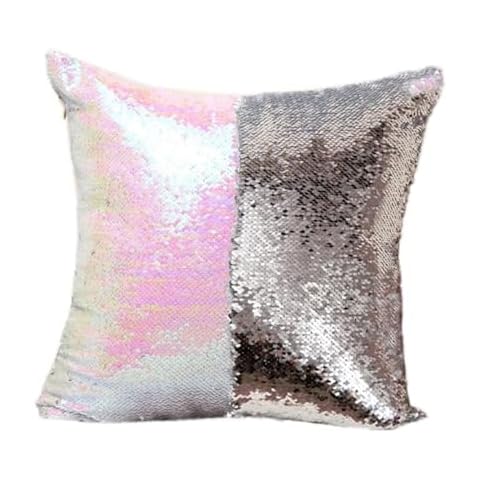MOCOFO Reversible Color Change Sequin Throw Pillow Cases - Two-Tone Halloween 16x16 Inches Decorative Cushion Cover for Couch, Sofa, Bed Cover