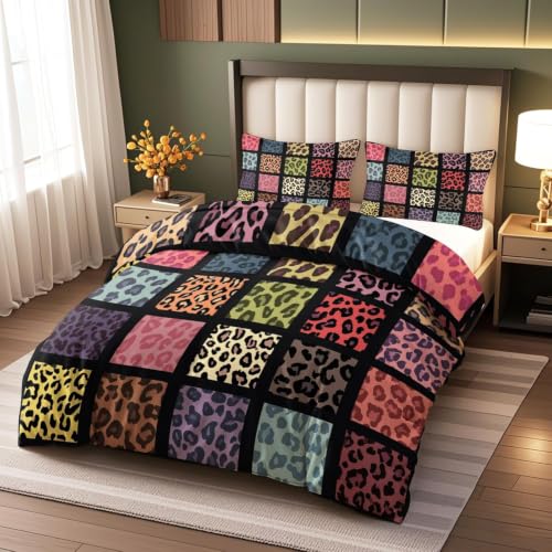 Ensemble de literie en microfibre douce style léopard multicolore - 5
