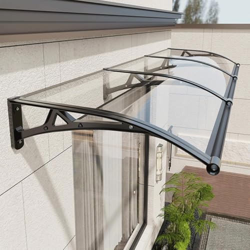 Auvent de porte en polycarbonate 81x279 cm avec support aluminium - 2