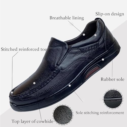 Men's Soft Leather Slip-On Casual Loafers Comfortable and Lightweight Outdoor Non-Slip Round Toe Driving Walking Flat Orthopedic Shoes3