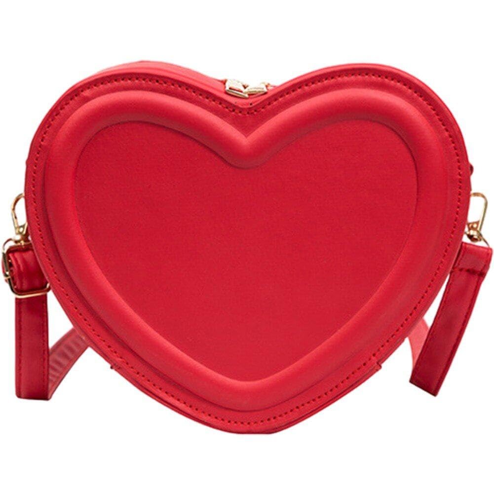 Baokuan Women's Red Heart Shape Crossbody Bags For Solid Pu Leather Shoulder Bags Adjustable Strap Purse Handbags