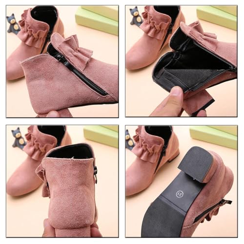 IWIHMIV Girls Ankle Boots Short Booties Side Zipper Riding Boot Casual Winter Low Heels Dress Shoes for Kids4