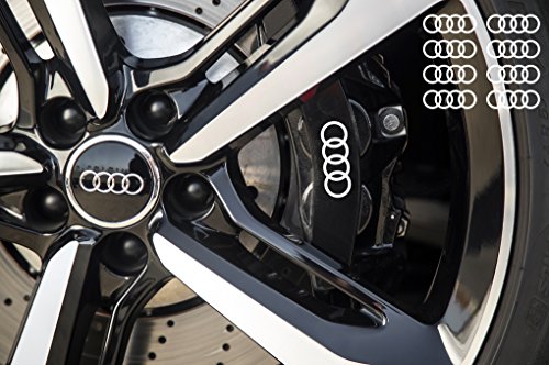 Audi Ringe Brake Caliper Mirror Window Decal 8 pcs. 60mm (White)