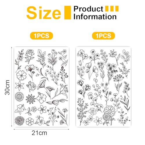 Miniatura 2 de Oudqfcj 45 Piezas Entretela Hidrosoluble Autoadhesiva, Plantillas De Bordado, Pegatinas, Papel Transferible Para Bordado, Soluble Para Bordar, Adhesiva Con Patrones De Flores Para Costura A Mano Y Diy